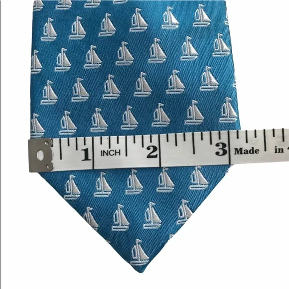 NWT CHAPS Tie Silk Handmade Sail Boat Sky Blue - Picture 3 of 5